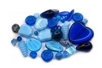 Бусины МИКС №024 Preciosa, голубая гамма, стеклянные, 25г (около 29шт)