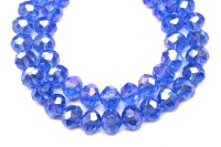 Бусина стеклянная Рондель 10х8мм, цвет голубой, гальваническое покрытие, прозрачная, 509-019, 10шт