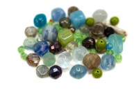 Бусины МИКС №188 Preciosa, сине-голубая гамма, стеклянные, 25г (около 30шт)