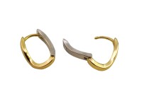 Серьги Конго Овал 16х12х3мм, латунь, родий/позолота, 21-402, 1 пара