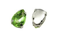 Кристалл Капля 10х7мм пришивной в оправе, цвет салатовый, стекло, 43-133, 2шт