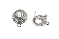 Гвоздики основы для серег 18х15х0,7мм, отверстие 2мм, цвет платина, латунь/цирконий, 21-215, 1 пара