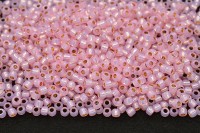 Бисер японский TOHO круглый 11/0 #PF2105 Permanent Finish молочный розалин, серебряная линия внутри, 10 грамм