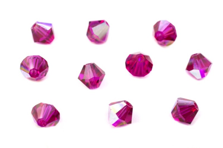 Бусины биконусы хрустальные 5мм, цвет FUCHSIA GLITTER, 750-026, 10шт Бусины биконусы хрустальные 5мм, цвет FUCHSIA GLITTER, 750-026, 10шт