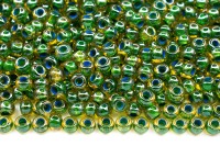 Бисер чешский PRECIOSA круглый 10/0 81014 янтарный прозрачный, зеленая линия внутри, 1 сорт, 50г