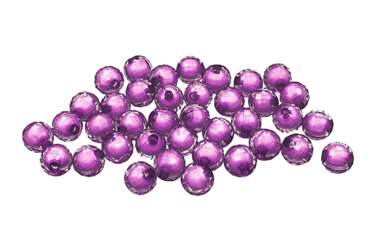 Бусины акриловые круглые граненые 10мм, отверстие 2мм, цвет фиолетовый, 01-01-43, 50 грамм Бусины акриловые круглые граненые 10мм, отверстие 2мм, цвет фиолетовый, 01-01-43, 50 грамм