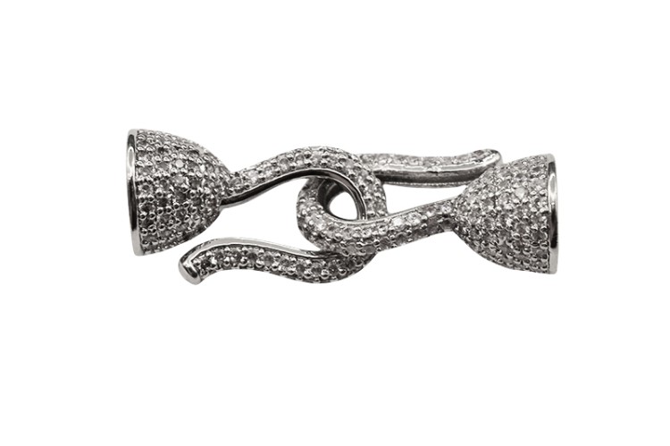 Замок-крючок 28х15х10мм, петелька 28х15х10мм, цвет платина, латунь/цирконий, 09-035, 1 комплект Замок-крючок 28х15х10мм, петелька 28х15х10мм, цвет платина, латунь/цирконий, 09-035, 1 комплект