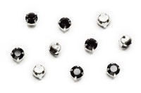 Шатоны 7мм пришивные в оправе, цвет черный/серебро, стекло/латунь, 62-099, 10шт