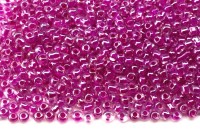 Бисер китайский круглый размер 12/0, цвет 2217 прозрачный, розовая линия внутри, блестящий, 450г