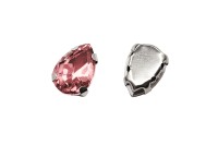 Кристалл Капля 10х7мм пришивной в оправе, цвет розовый, стекло, 43-127, 2шт