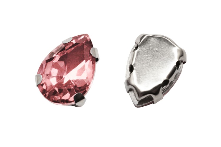 Кристалл Капля 10х7мм пришивной в оправе, цвет розовый, стекло, 43-127, 2шт Кристалл Капля 10х7мм пришивной в оправе, цвет розовый, стекло, 43-127, 2шт Кристалл Капля 10х7мм пришивной в оправе, цвет розовый, стекло, 43-127, 2шт
