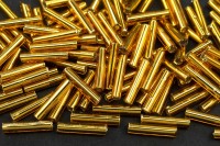 Бисер японский TOHO Bugle стеклярус 9мм #0022C топаз, серебряная линия внутри, 5 грамм