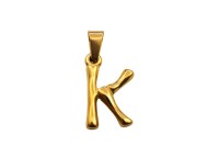 Подвеска-буква K 19х12х3мм, отверстие 3х7мм, цвет золото, хирургическая сталь, 22-479, 1шт