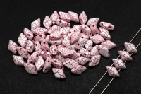 Бусины GemDuo 8х5мм, отверстие 0,8мм, цвет 02010/24602 белый/красный кракле, 709-172, 10г (около 64шт)