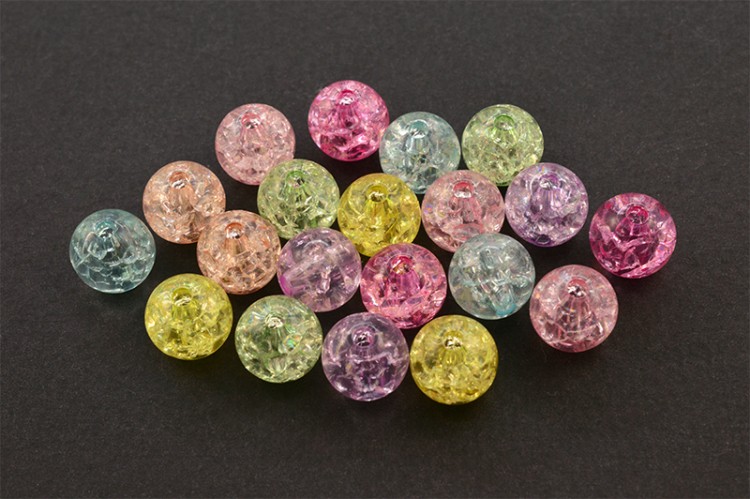 Бусины акриловые круглые 10мм с эффектом кракле, отверстие 1,2мм, ассорти цветов, 530-031, 10г (около 17шт) Бусины акриловые круглые 10мм с эффектом кракле, отверстие 1,2мм, ассорти цветов, 530-031, 10г (около 17шт)