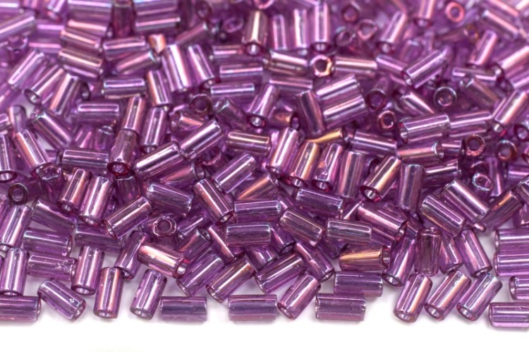 Бисер японский TOHO Bugle стеклярус 3мм #0205 темный аметист, золотое сияние, 5 грамм Бисер японский TOHO Bugle стеклярус 3мм #0205 темный аметист, золотое сияние, 5 грамм