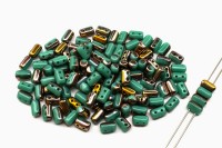 Бусины Rulla 3х5мм, отверстие 0,8мм, цвет 63130/27101 бирюзовый/золотой непрозрачный, 711-094, 10г (около 100шт)