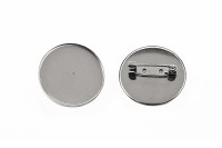 Основа для броши круглая 27х7мм, цвет стальной, хирургическая сталь, 18-035, 1шт