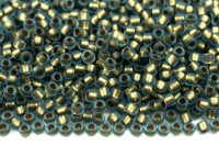 Бисер японский TOHO круглый 15/0 #0995F морская вода матовый радужный, золотая линия внутри, 10 грамм