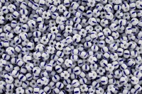 Бисер чешский PRECIOSA круглый 8/0 03330 белый с синими полосками, непрозрачный, 50г