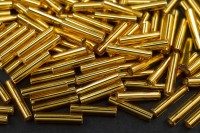 Бисер японский TOHO Bugle стеклярус 9мм #0022B топаз, серебряная линия внутри, 5 грамм