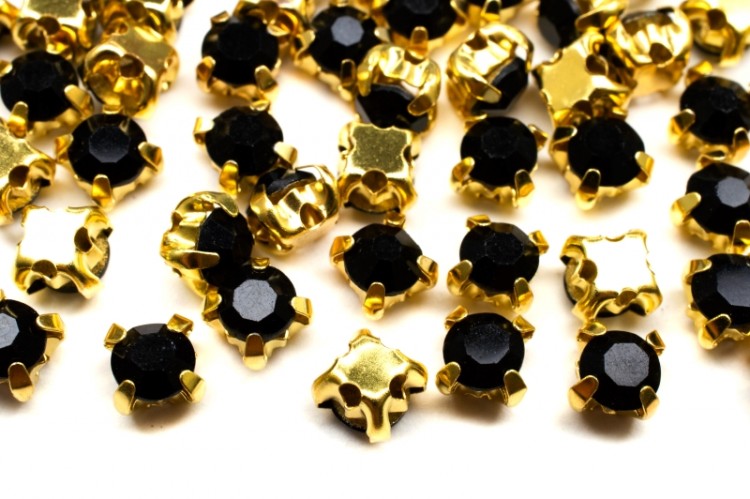 Шатоны Astra 4мм пришивные в оправе, цвет 38 чёрный/золото, стекло/латунь, 62-017, 50шт Шатоны Astra 4мм пришивные в оправе, цвет 38 чёрный/золото, стекло/латунь, 62-017, 50шт
