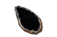 Срез Агата природного, оттенок чёрный, 67х38х6мм, отверстие 2мм, 37-345, 1шт