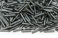 Бисер чешский PRECIOSA стеклярус 47010 12мм серый, серебряная линия внутри, 50г