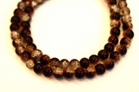 Бусина круглая с эффектом кракле, диаметр 8мм, отверстие 1,2мм, цвет коричневый/прозрачный, 550-071, 10шт