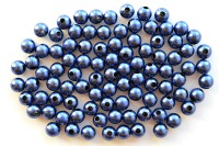 Бусины акриловые круглые 6мм, отверстие 1мм, цвет синий, имитация жемчуга, 528-021, 10г (около 95шт)