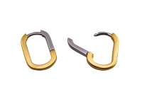 Серьги Конго Овал 16х12х2мм, латунь, родий/позолота, 21-412, 1 пара