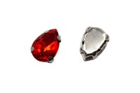 Кристалл Капля 10х7мм пришивной в оправе, цвет красный, стекло, 43-129, 2шт