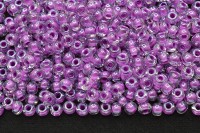 Бисер чешский PRECIOSA круглый 6/0 38628 прозрачный, сиреневая линия внутри, 50г