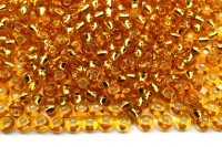 Бисер чешский PRECIOSA круглый 10/0 17050 золотой, серебряная линия внутри, 5 грамм