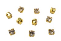 Шатоны Preciosa Maxima 3,2мм в оправе, цвет crystal DF Hon/gold, 63-224, 10шт
