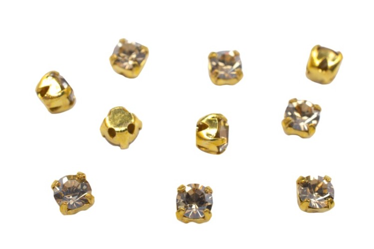Шатоны Preciosa Maxima 3,2мм в оправе, цвет crystal DF Hon/gold, 63-224, 10шт Шатоны Preciosa Maxima 3,2мм в оправе, цвет crystal DF Hon/gold, 63-224, 10шт