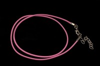 Основа для кулона или колье Шнур вощеный с карабином 1,5мм х 43см + 5см цепочка, цвет розовый, 34-014, 1шт