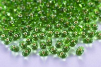 Бисер чешский PRECIOSA Фарфаль 3,2х6,5мм, 57060 зеленый, серебряная линия внутри, 50г