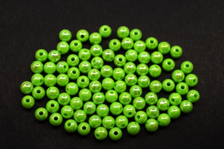 Бусины акриловые круглые 5мм, отверстие 1мм, цвет зеленый, радужное покрытие, 528-041, 10г (около 150шт) Бусины акриловые круглые 5мм, отверстие 1мм, цвет зеленый, радужное покрытие, 528-041, 10г (около 150шт)