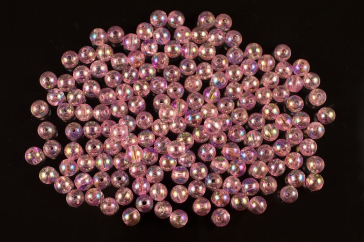 Бусины акриловые круглые 6мм, отверстие 1мм, цвет розовый, прозрачные, радужное покрытие, 528-011, 10г (около 95шт) Бусины акриловые круглые 6мм, отверстие 1мм, цвет розовый, прозрачные, радужное покрытие, 528-011, 10г (около 95шт)