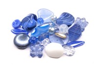 Бусины МИКС №028 Preciosa, голубая гамма, стеклянные, 25г (~43шт)