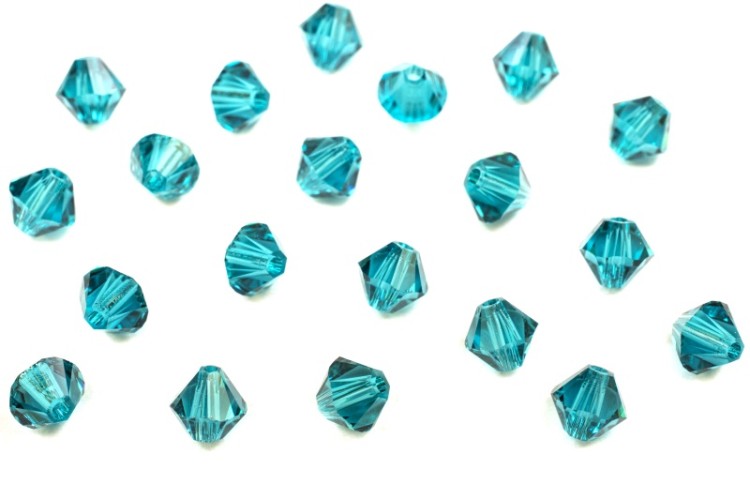 Бусина биконус Swarovski 5328 #229 4мм Blue Zircon, 5328-4-229, 20шт Бусина биконус Swarovski 5328 #229 4мм Blue Zircon, 5328-4-229, 20шт