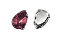 Кристалл Капля 10х7мм пришивной в оправе, цвет коричневый, стекло, 43-134, 2шт