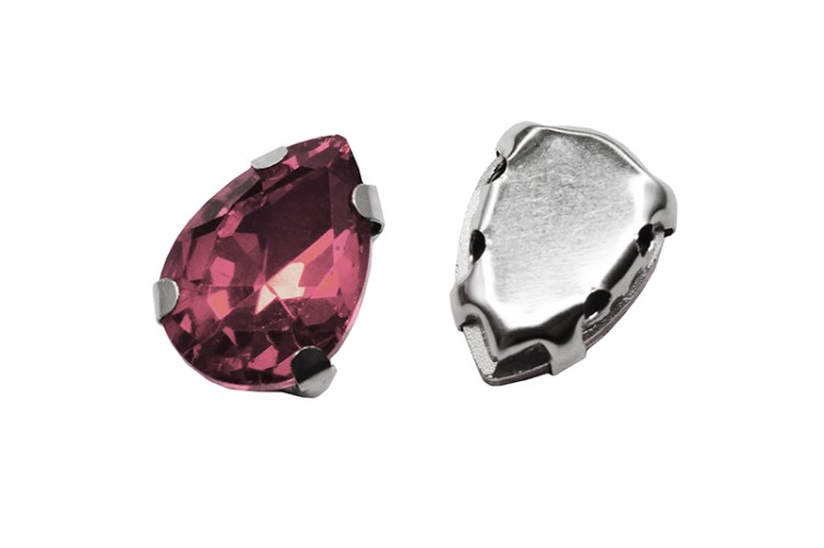 Кристалл Капля 10х7мм пришивной в оправе, цвет коричневый, стекло, 43-134, 2шт Кристалл Капля 10х7мм пришивной в оправе, цвет коричневый, стекло, 43-134, 2шт