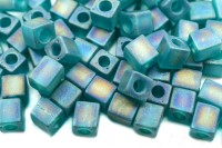 Бисер японский Miyuki Cube кубический 4мм #2405FR бирюзовый, матовый радужный прозрачный, 10 грамм