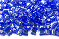 Бисер японский TOHO Triangle треугольный 8/0 #0035 сапфир, серебряная линия внутри, 5 грамм