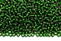 Бисер чешский PRECIOSA круглый 8/0 57060 зеленый, серебряная линия внутри, 50г