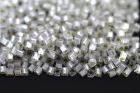 Бисер японский TOHO Cube кубический 1,5мм #0021F хрусталь, матовый серебряная линия внутри, 5 грамм