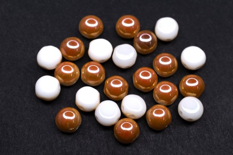 Бусины Candy beads 6мм, два отверстия 0,8мм, цвет 02010/29121 белый/абрикос, 705-056, 10г (около 40шт) Бусины Candy beads 6мм, два отверстия 0,8мм, цвет 02010/29121 белый/абрикос, 705-056, 10г (около 40шт)