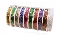 Тросик ювелирный (ланка), толщина 0,38мм, ассорти цветов, 1017-016, 10 катушек (по 60м)